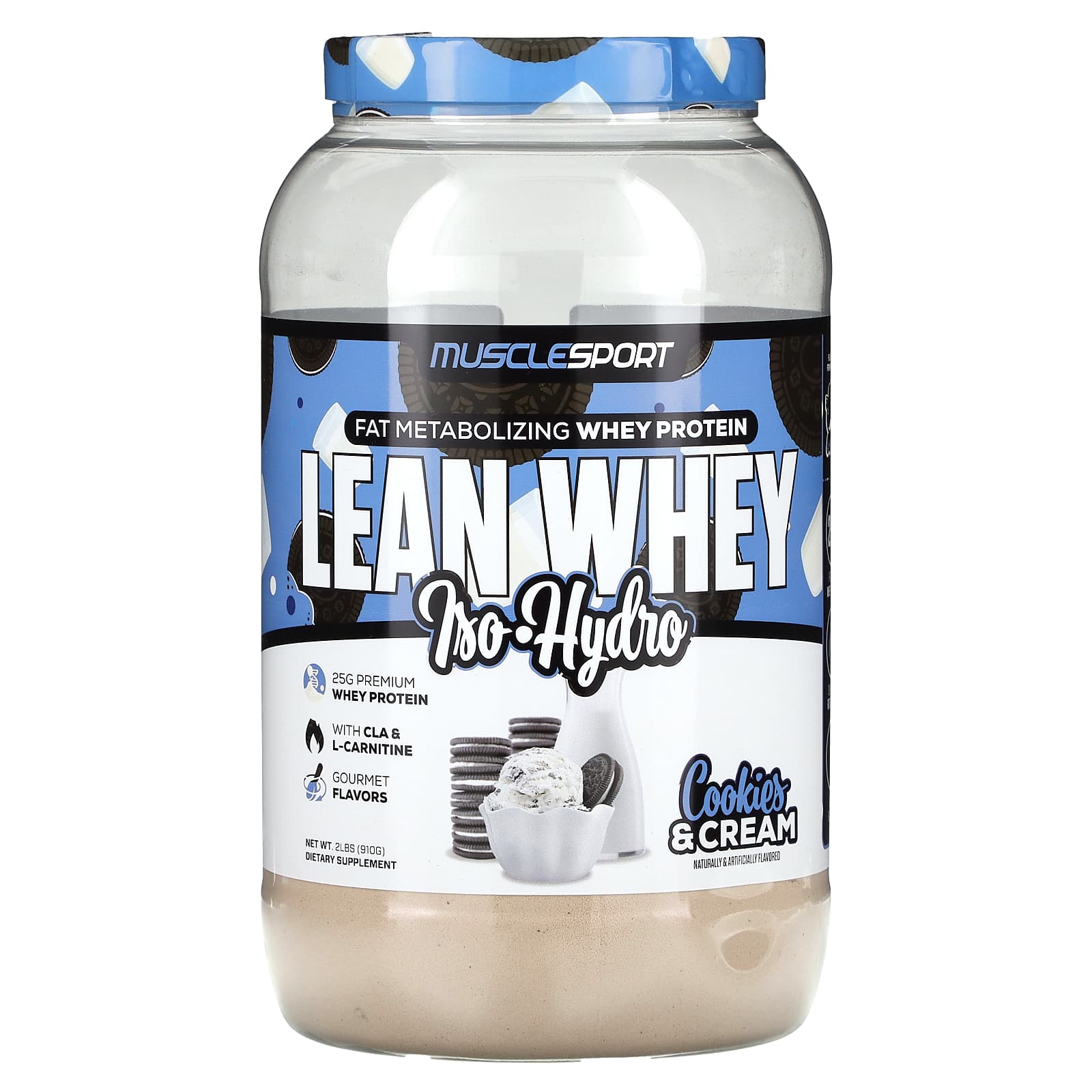 MuscleSport-Lean Whey-Iso-Hydro-Cookies & Cream-2 lbs (910 g)