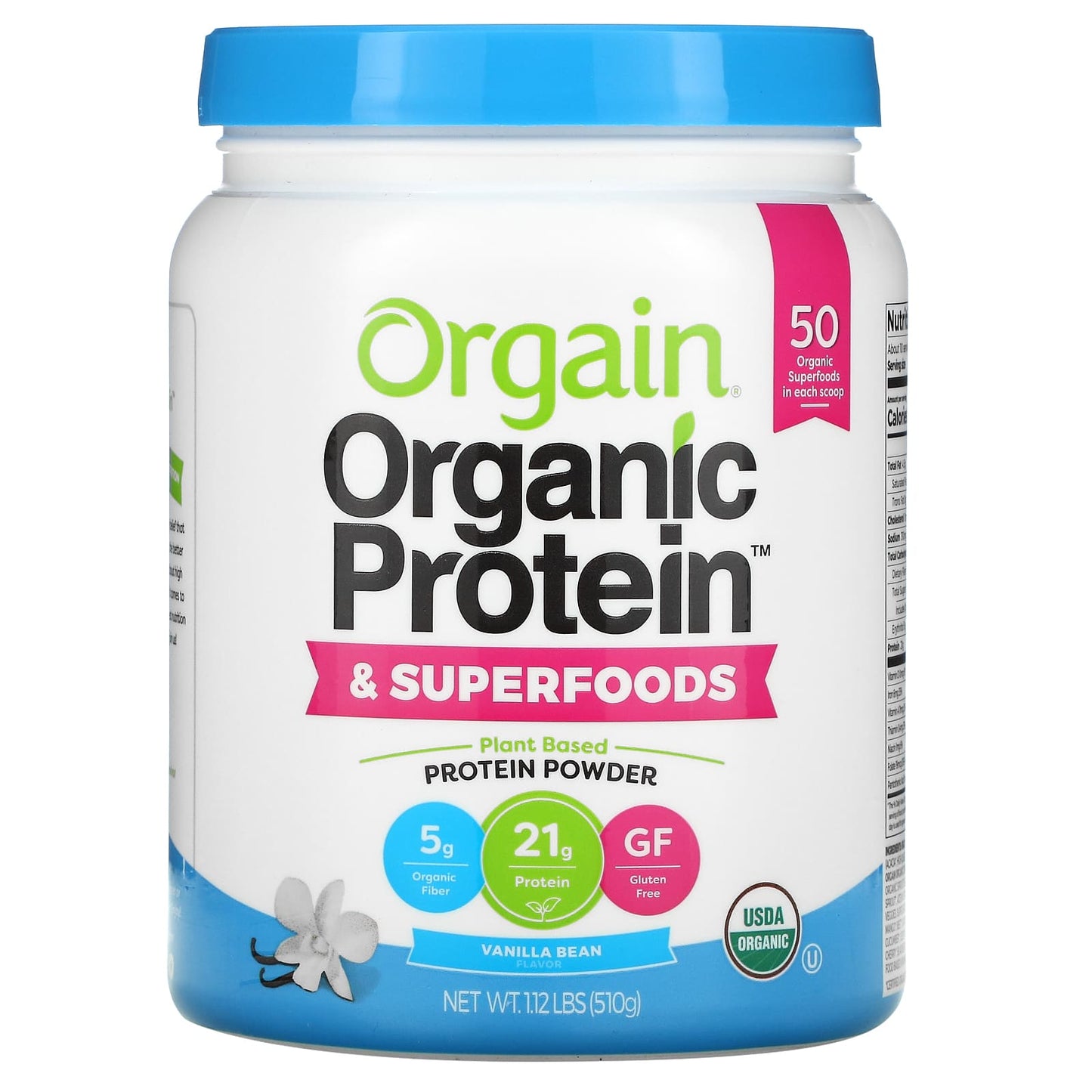 Orgain-Organic Protein & Superfoods Powder-Plant Based-Vanilla Bean-1.12 lb (510 g)