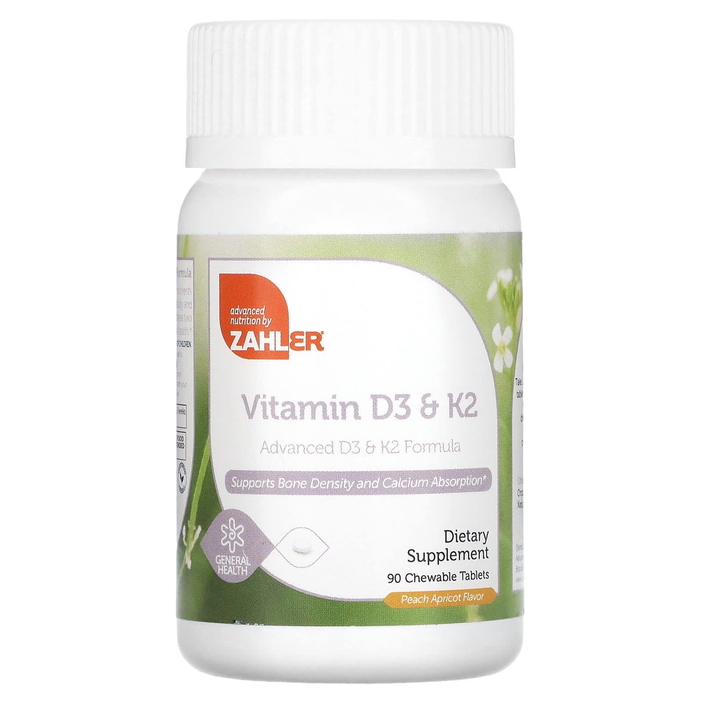 Zahler-Vitamin D3 & K2-Peach Apricot-90 Chewable Tablets