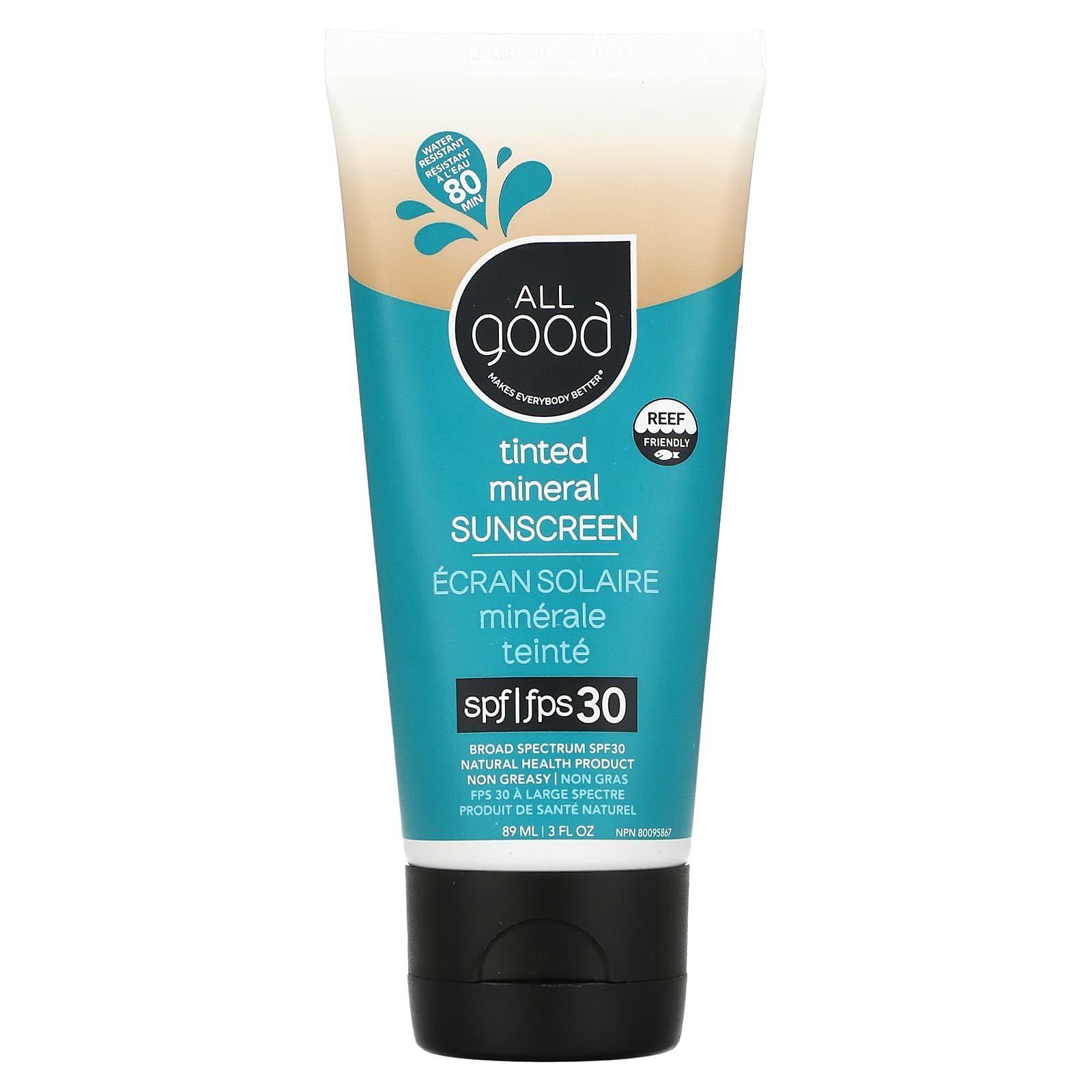 All Good Products-Tinted Mineral Sunscreen-SPF 30-3 fl oz (89 ml)