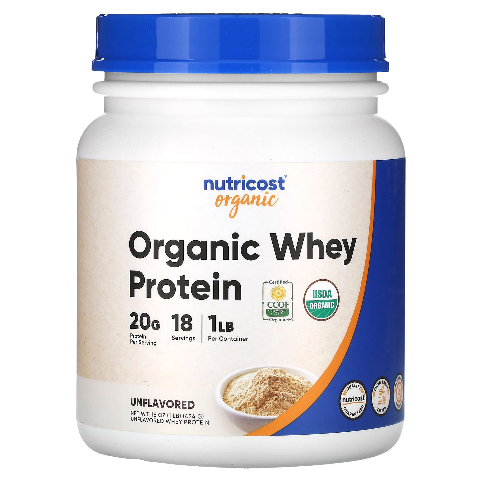 Nutricost-Organic Whey Protein-Unflavored-1 lb (454 g)