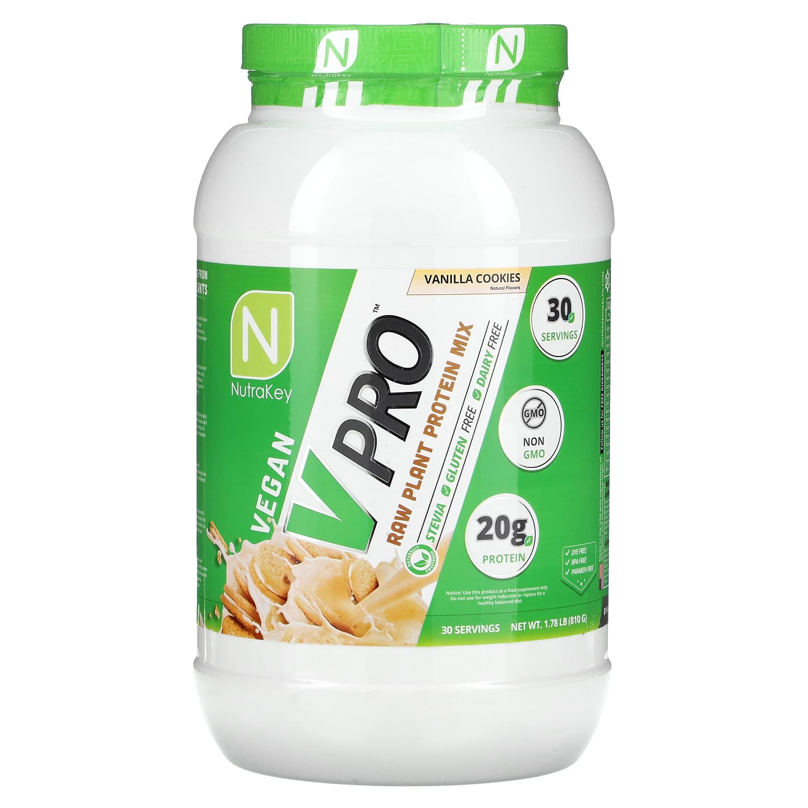 Nutrakey-V Pro-Raw Plant Protein Mix-Vanilla Cookies-1.78 lb (810 g)