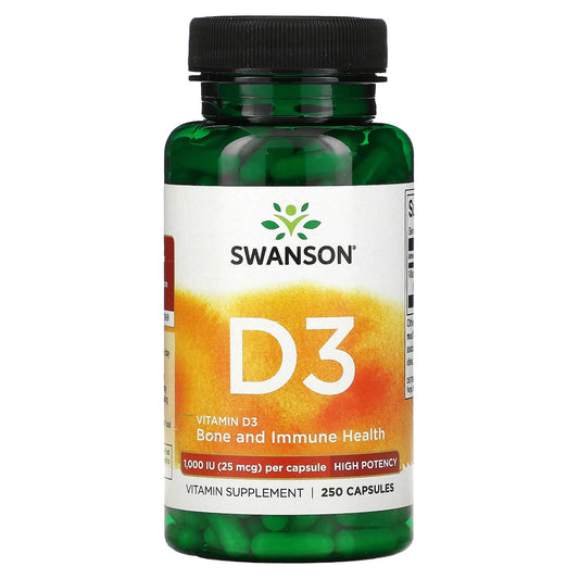 Swanson-Vitamin D3-High Potency-25 mcg (1,000 IU)-250 Capsules