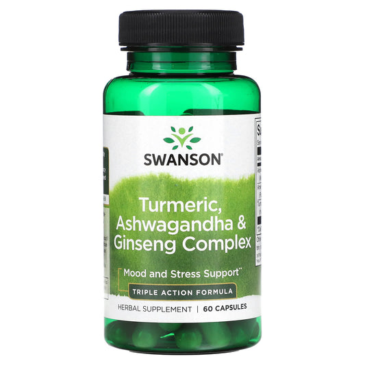 Swanson-Turmeric-Ashwagandha & Ginseng Complex-60 Capsules