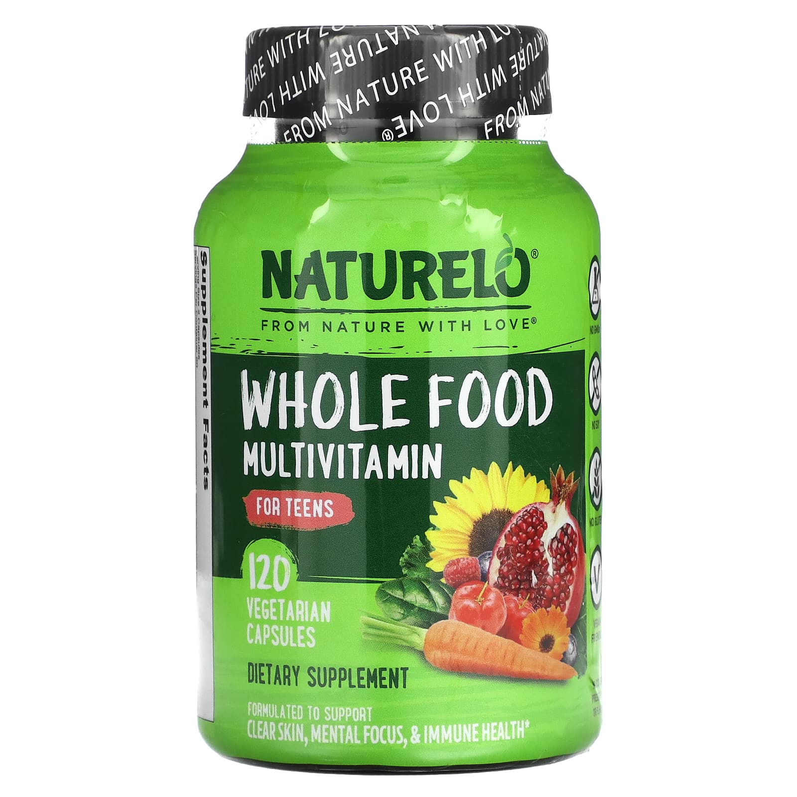 NATURELO-Whole Food Multivitamin for Teens-120 Vegetarian Capsules