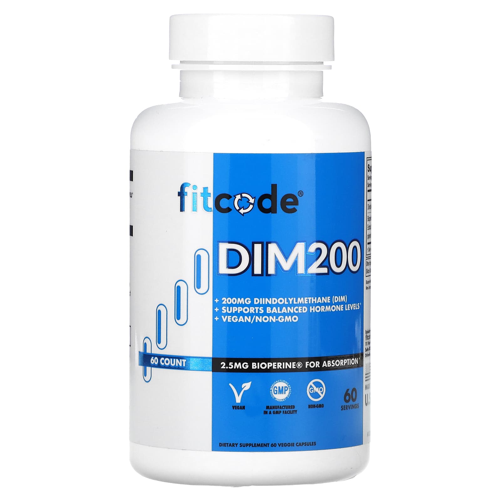 fitcode-DIM200-Diindolylmethane (DIM)-200 mg-60 Veggie Capsules