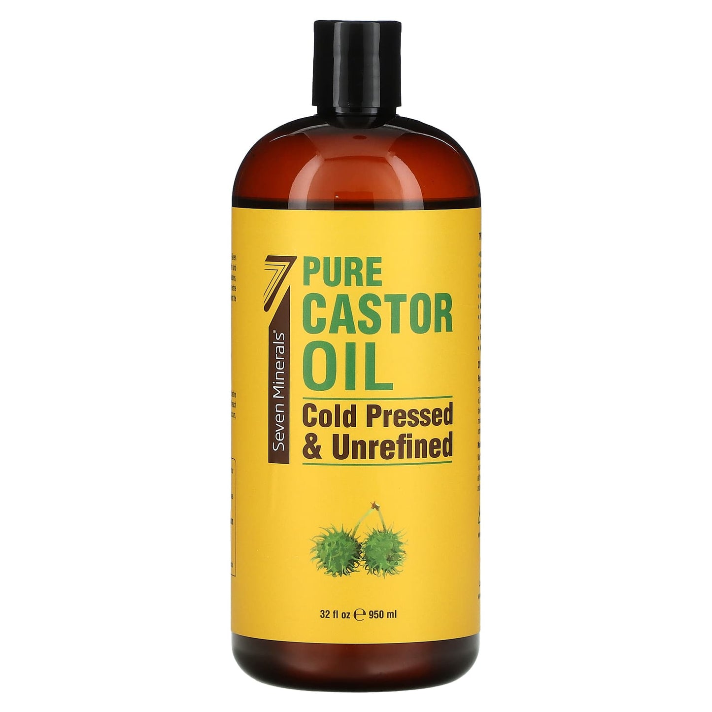 Seven Minerals-Pure Castor Oil-Cold Pressed & Unrefined-Unscented-32 fl oz (950 ml)