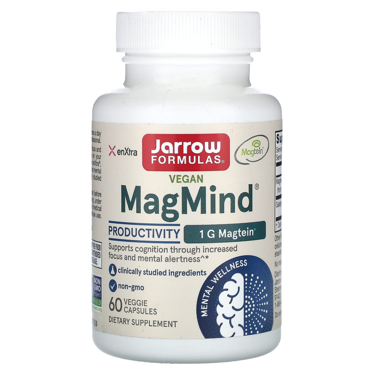 Jarrow Formulas-Vegan MagMind-Productivity-60 Veggie Capsules