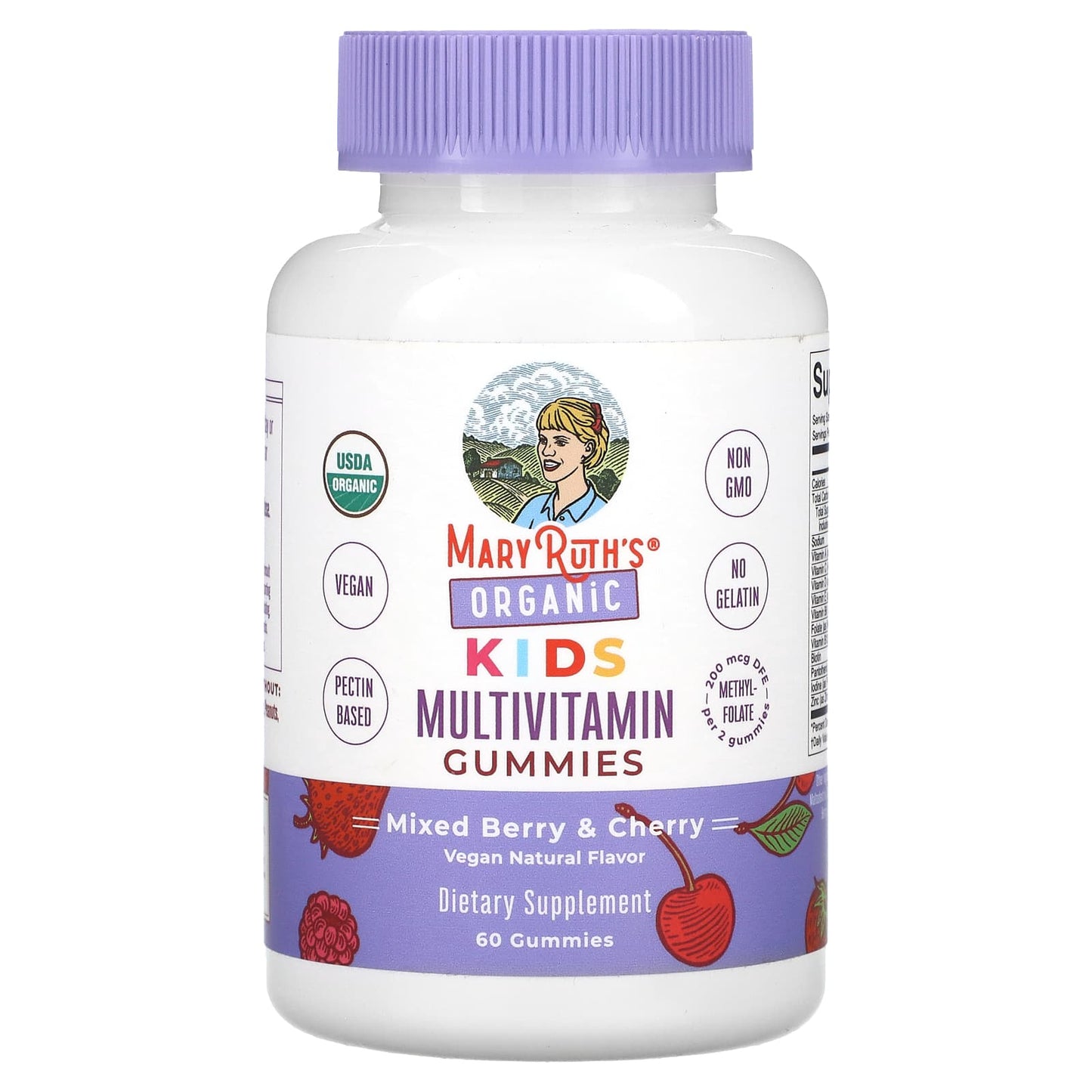 MaryRuth's-Organic Kids Multivitamin Gummies-Mixed Berry & Cherry-60 Gummies