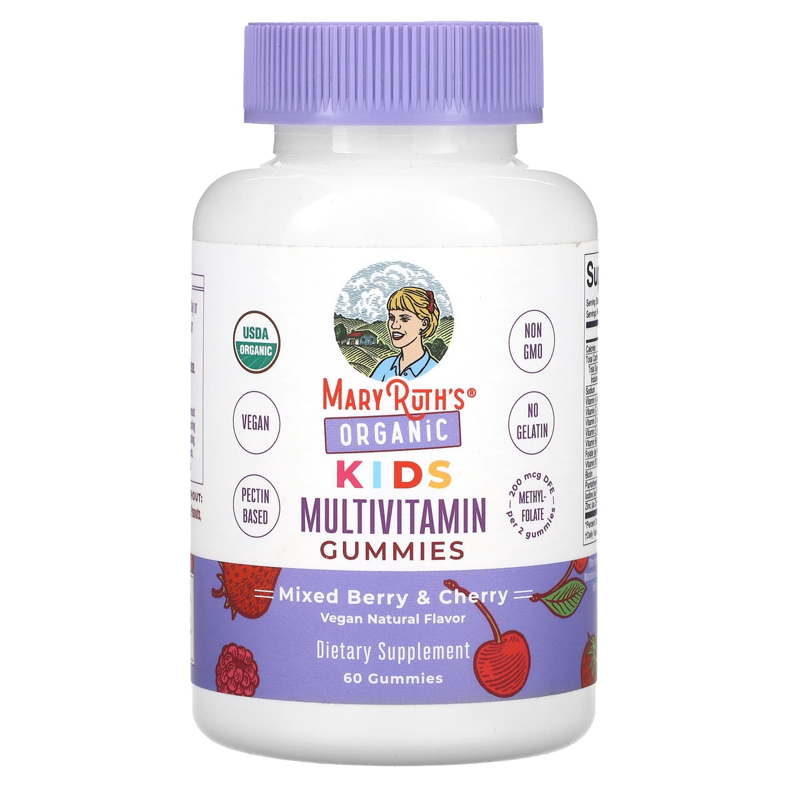 MaryRuth's-Organic Kids Multivitamin Gummies-Mixed Berry & Cherry-60 Gummies