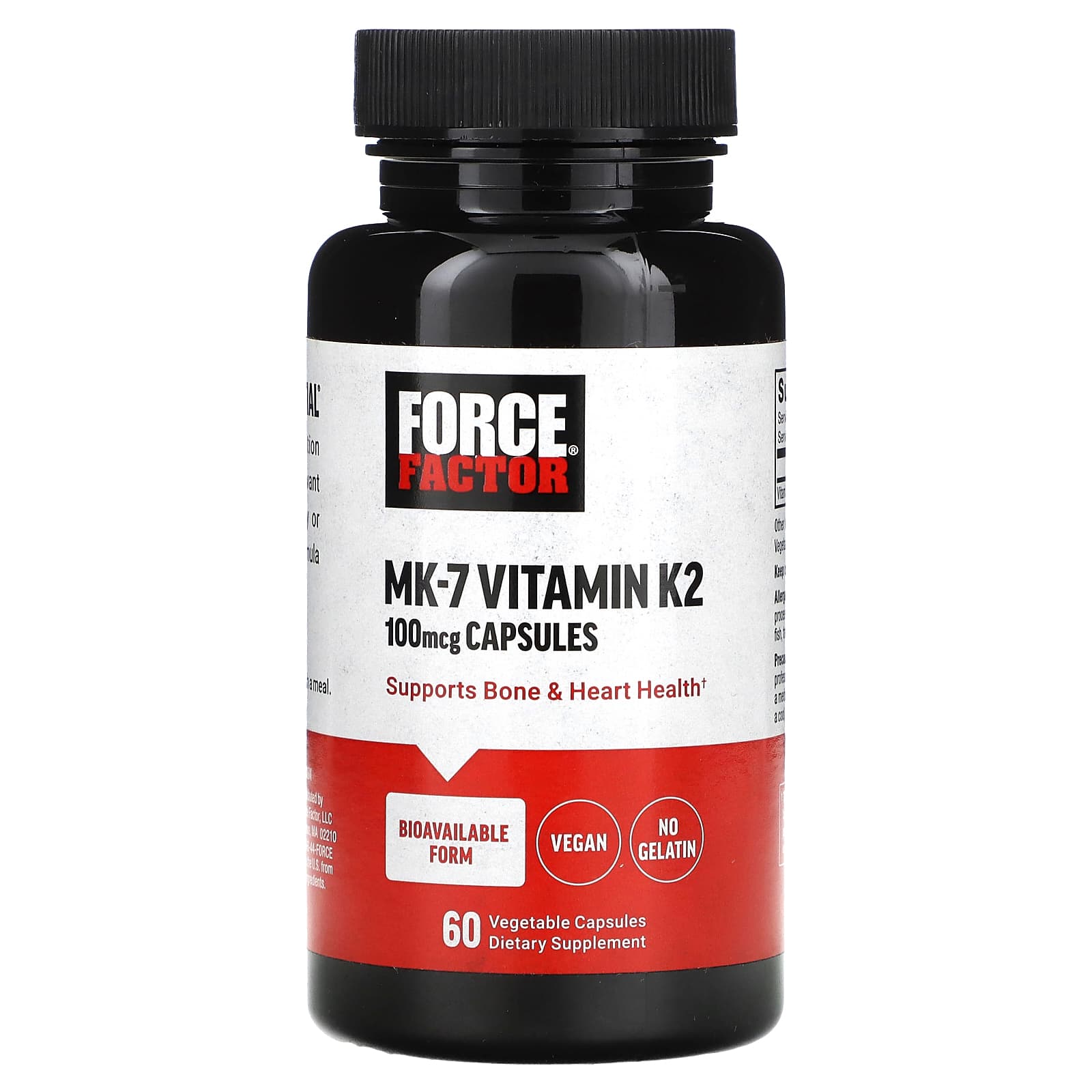 Force Factor-MK-7 Vitamin K2-100 mcg-60 Vegetable Capsules