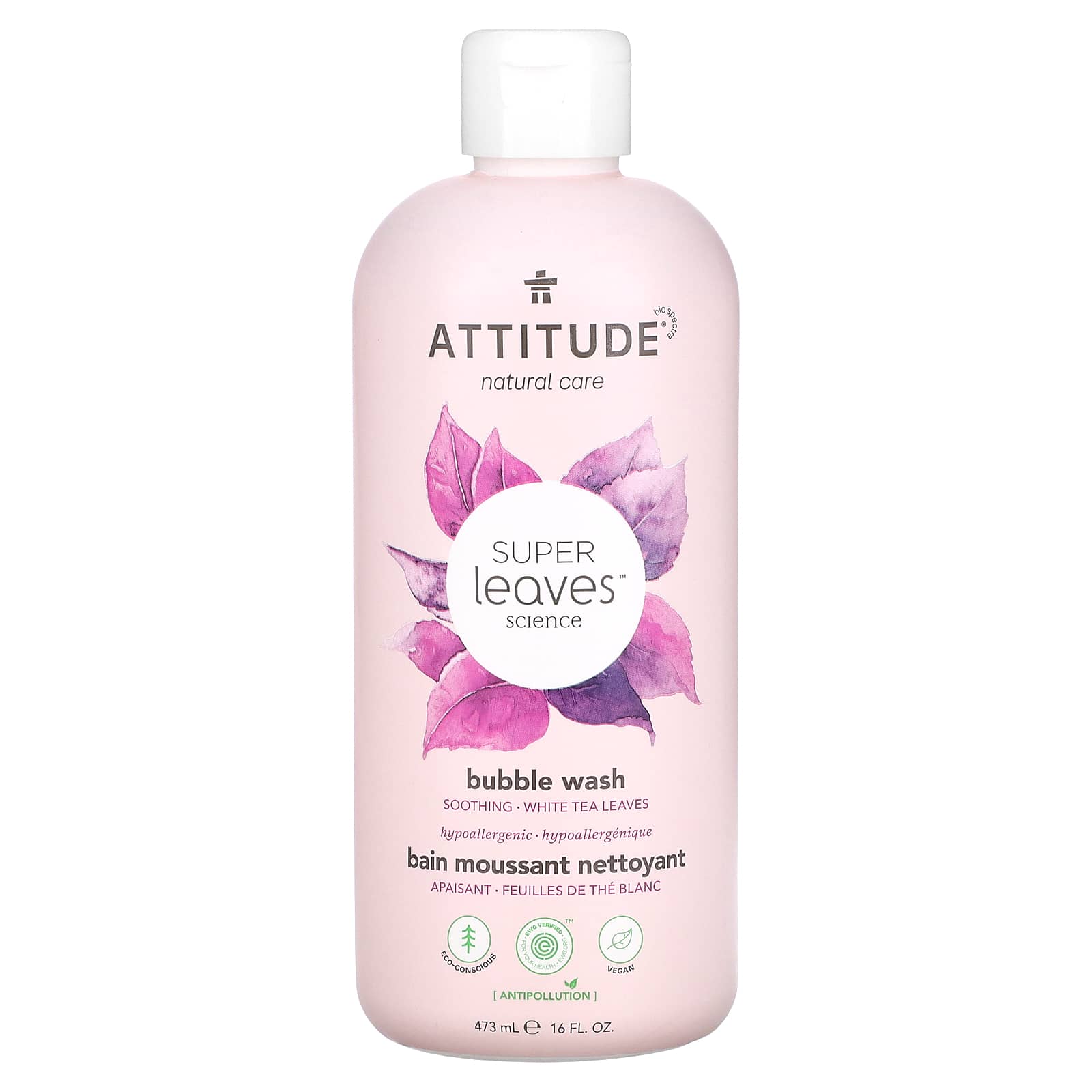 ATTITUDE-Super Leaves Science-Bubble Wash-White Tea Leaves-16 fl oz (473 ml)