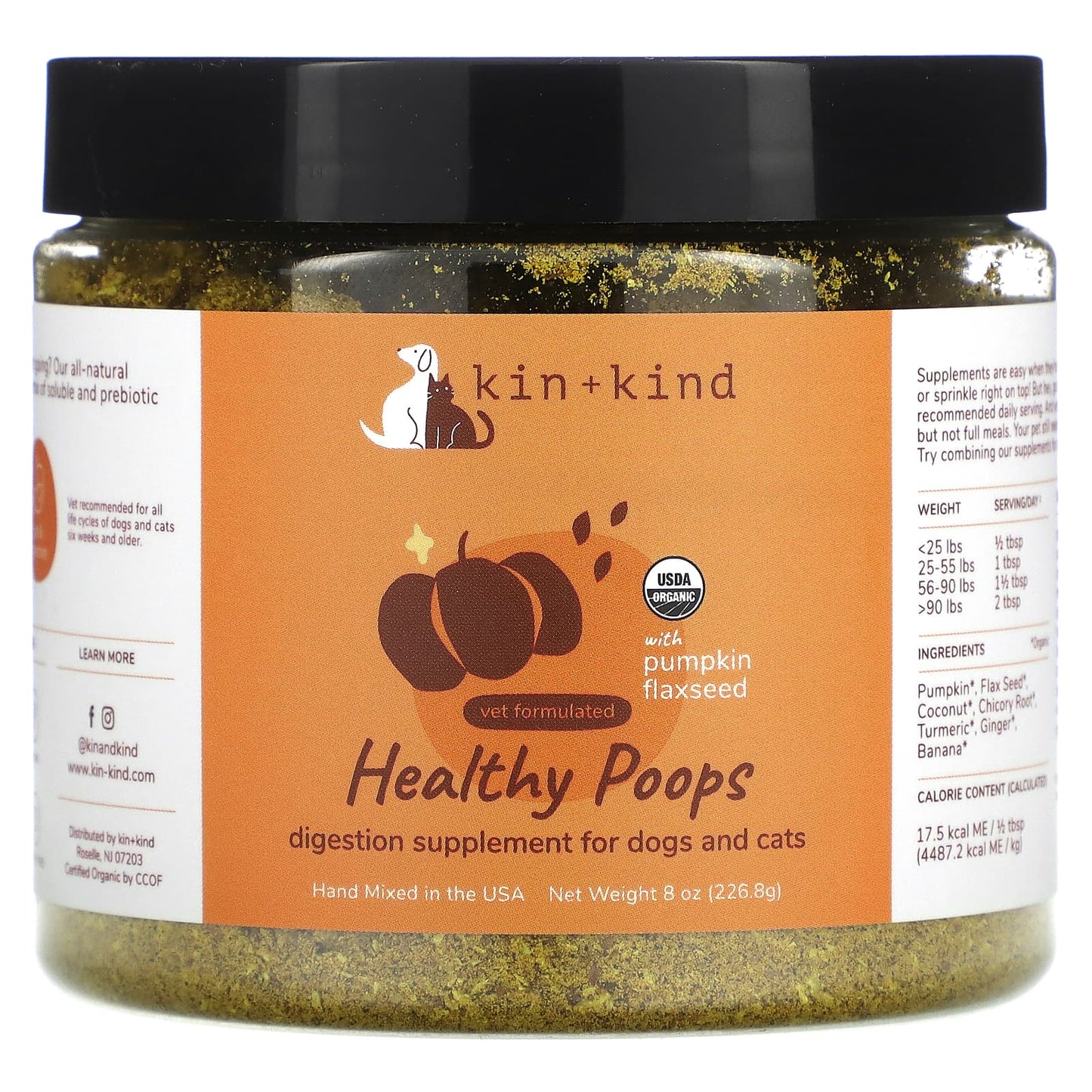 Kin+Kind-Healthy Poops-For Dogs & Cats-8 oz (226.8 g)