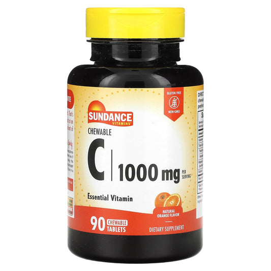 Sundance Vitamins-Chewable C-Natural Orange-1,000 mg-90 Chewable Tablets (500 mg per Tablet)