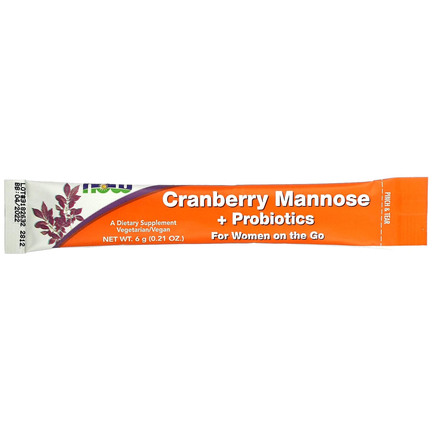 NOW Foods, Cranberry Mannose + Probiotics, For Women On The Go, 24 Packets, 0.21 oz (6 g) Each