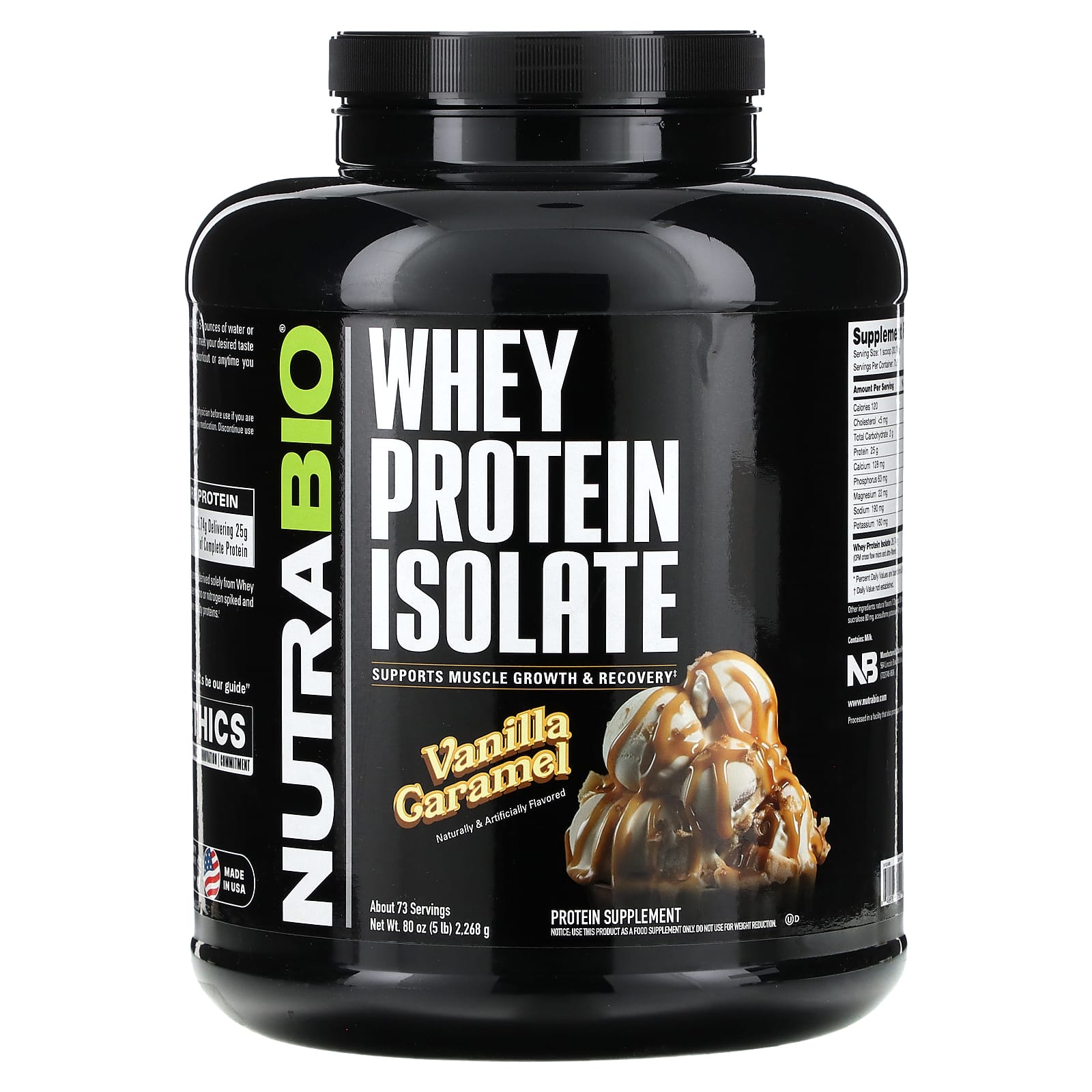 NutraBio-Whey Protein Isolate-Vanilla Caramel -5 lb (2,268 g)