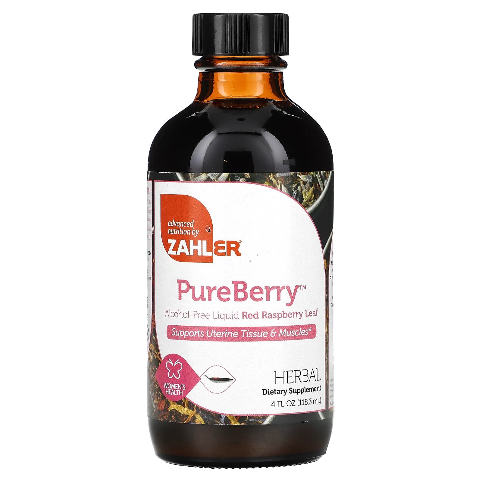 Zahler-PureBerry-Alcohol Free Liquid Red Raspberry Leaf-4 fl oz (118.3 ml)