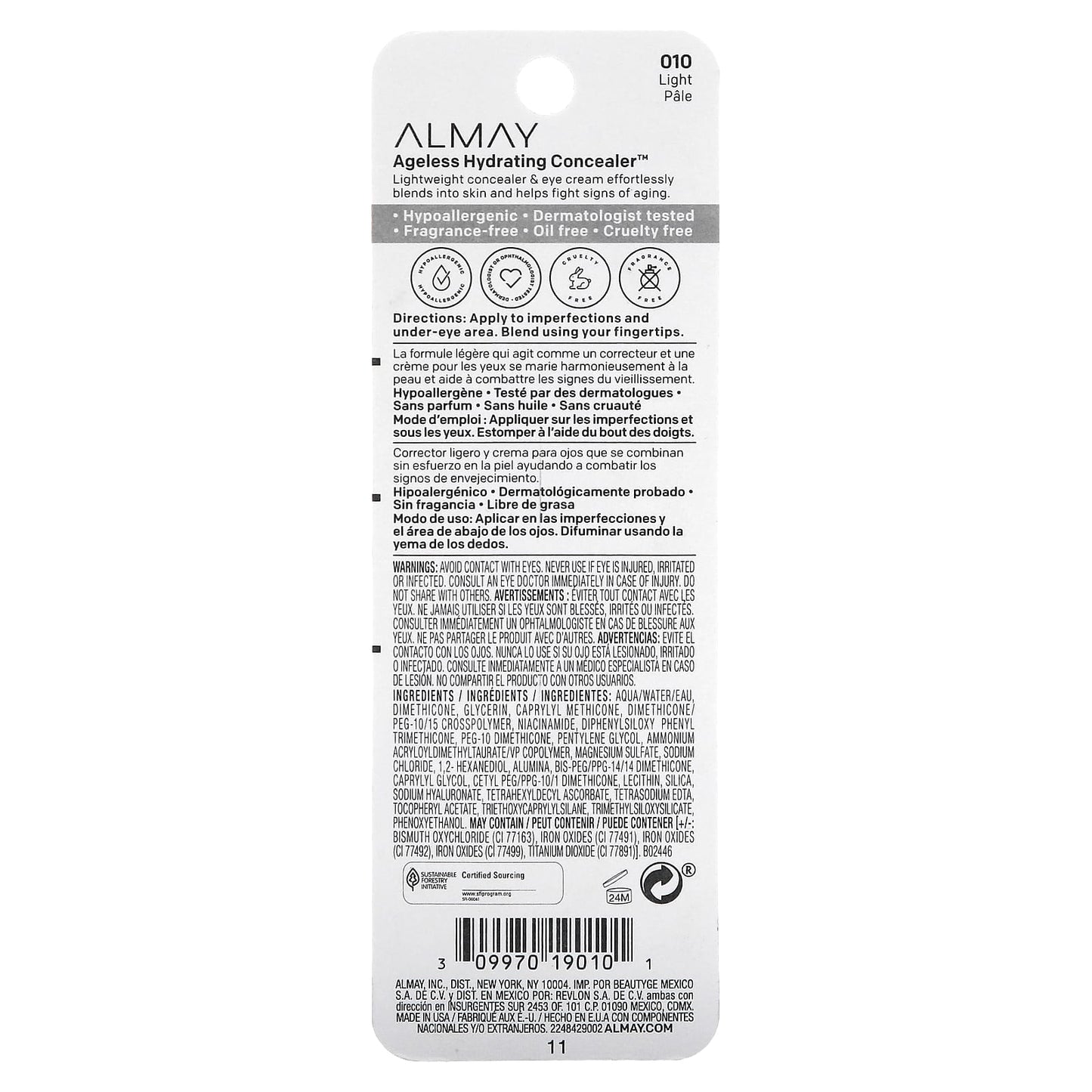 Almay, Ageless Hydrating Concealer, 010 Light, 0.37 fl oz (11 ml)