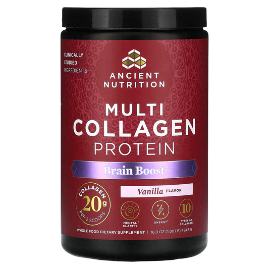 Ancient Nutrition-Multi Collagen Protein-Brain Boost-Vanilla-1 lb (454.5 g)