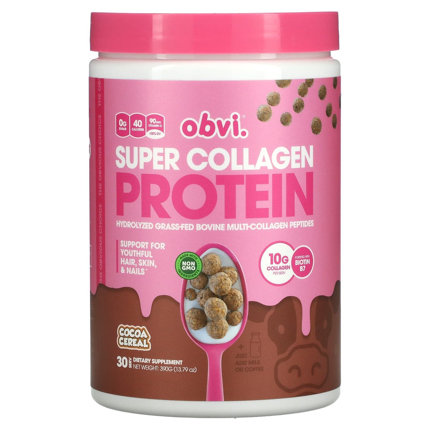 Obvi-Super Collagen Protein-Cocoa Cereal-390 g (13.79 oz)