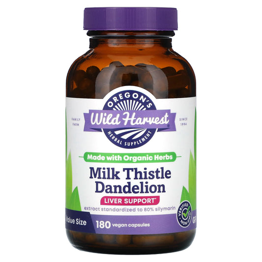 Oregon's Wild Harvest-Milk Thistle Dandelion-180 Vegan Capsules