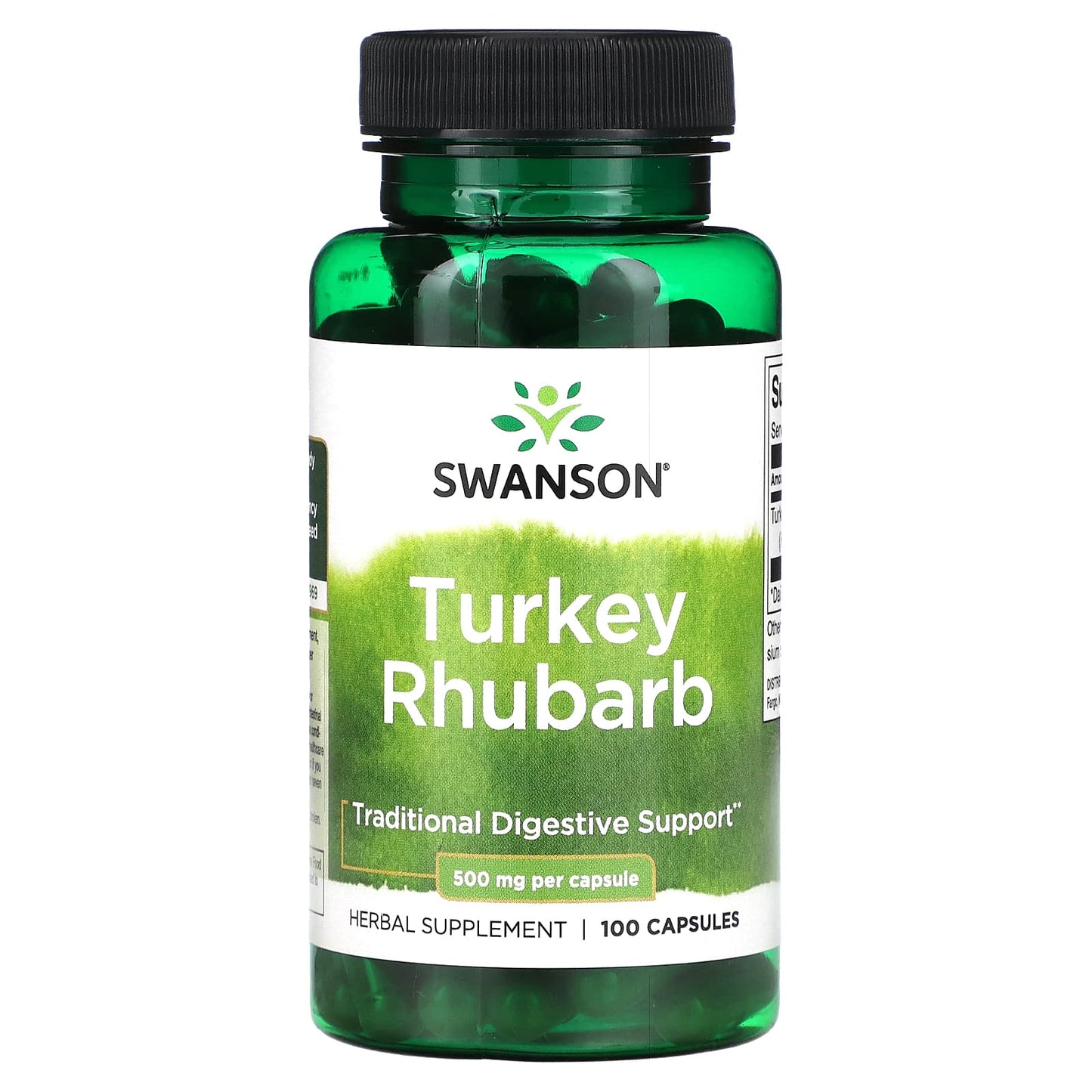 Swanson-Turkey Rhubarb-500 mg-100 Capsules