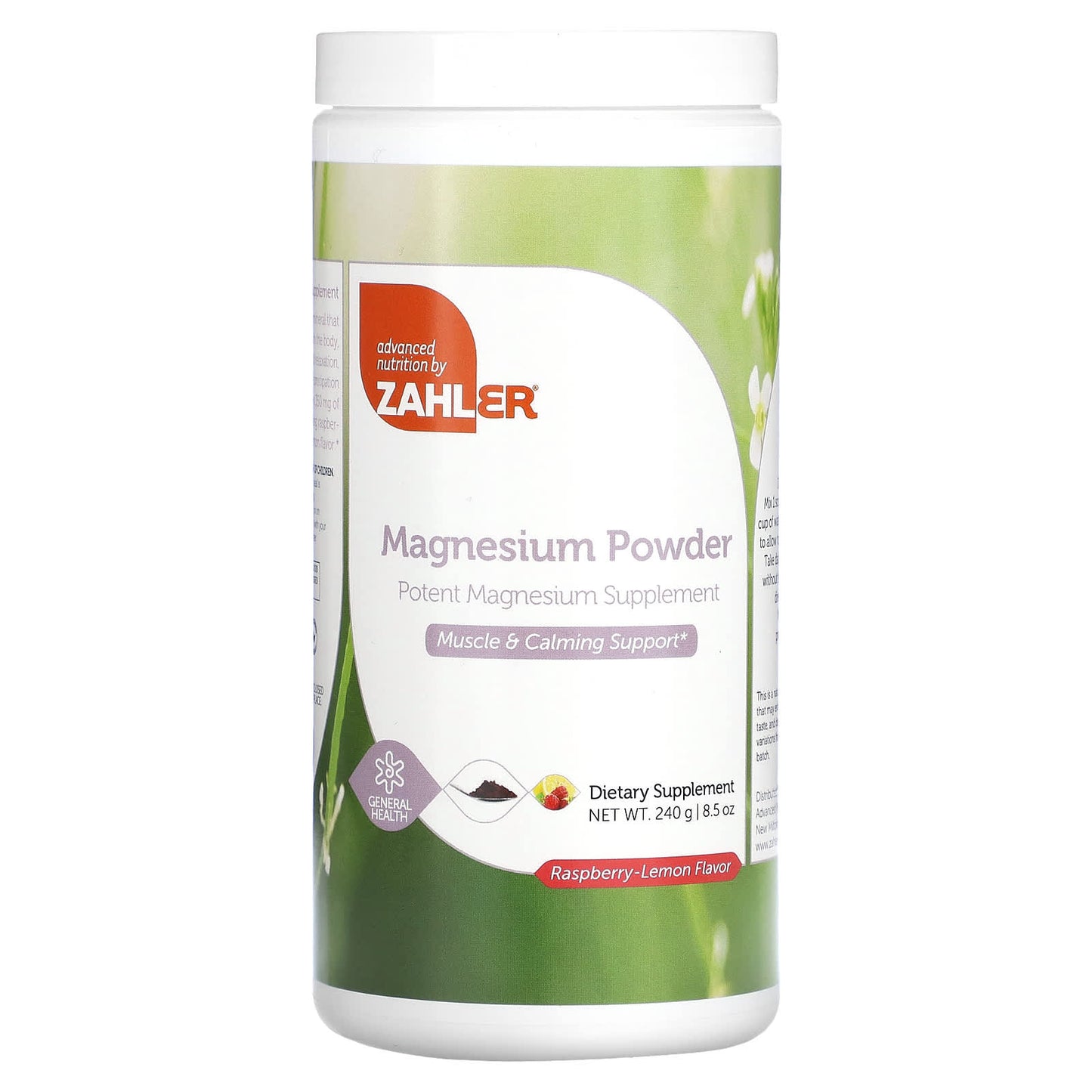 Zahler-Magnesium Powder-Raspberry-Lemon-8.5 oz (240 g)