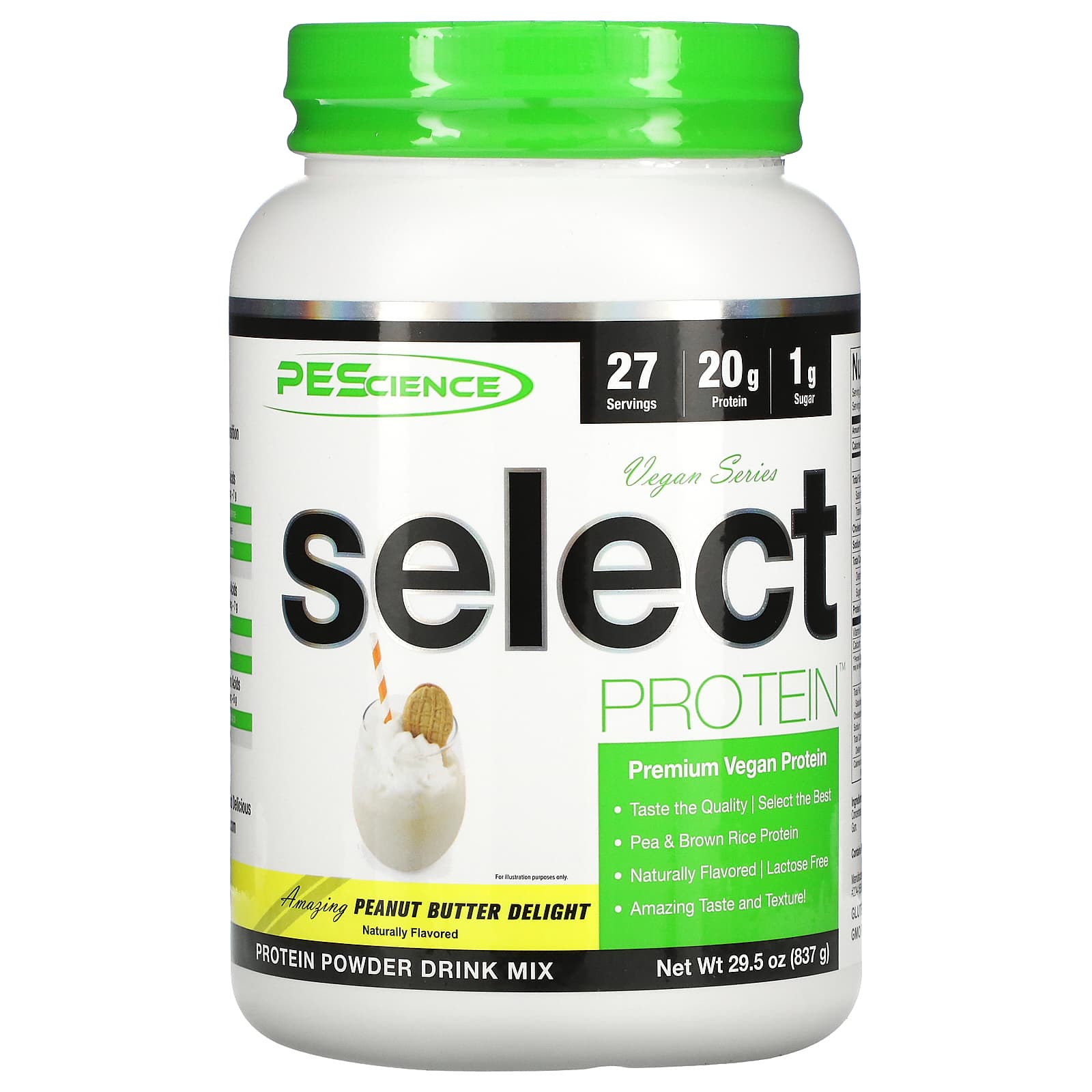 PEScience-Vegan Series-Select Protein-Peanut Butter Delight-29.5 oz (837 g)