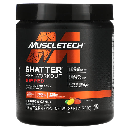 MuscleTech-Shatter Pre-Workout-Ripped-Rainbow Candy-8.95 oz (254 g)