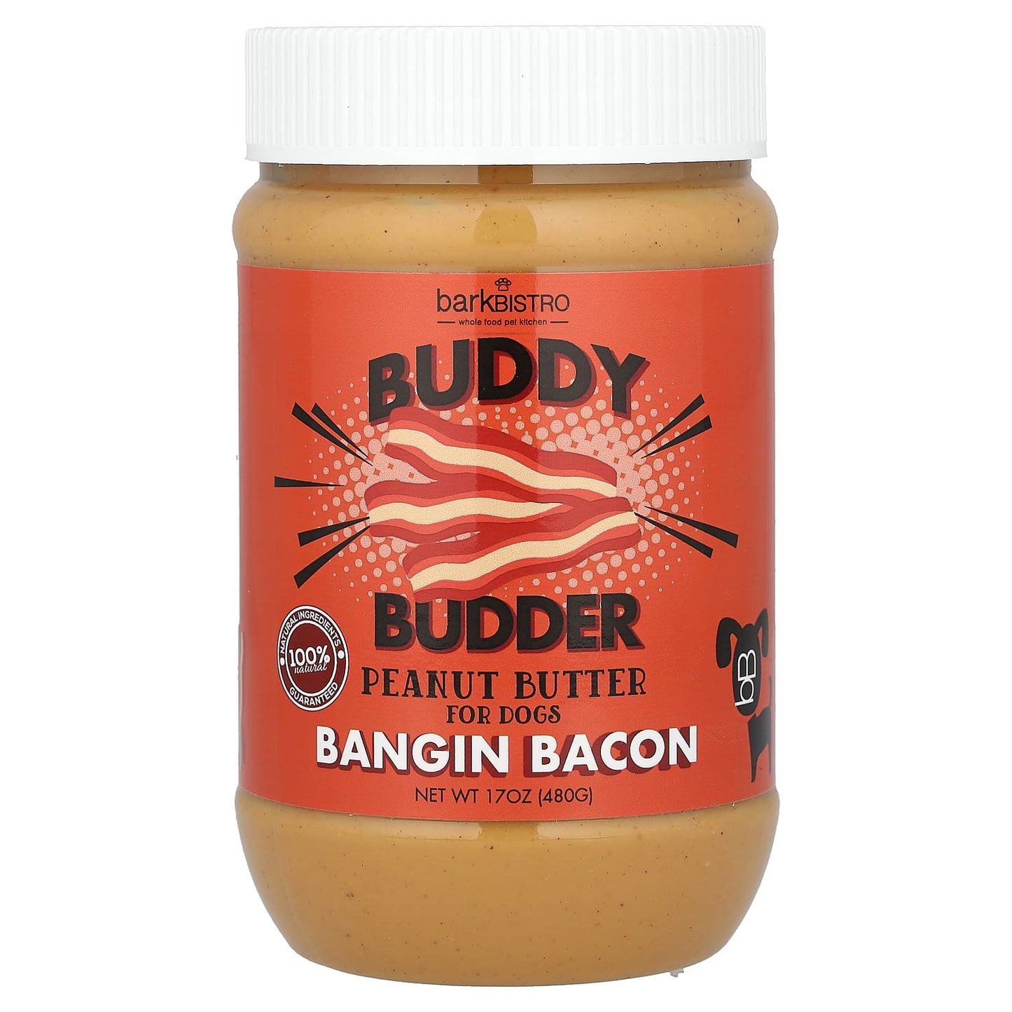 Bark Bistro-Buddy Budder-Peanut Butter-For Dogs-Bangin' Bacon-17 oz (480 g)