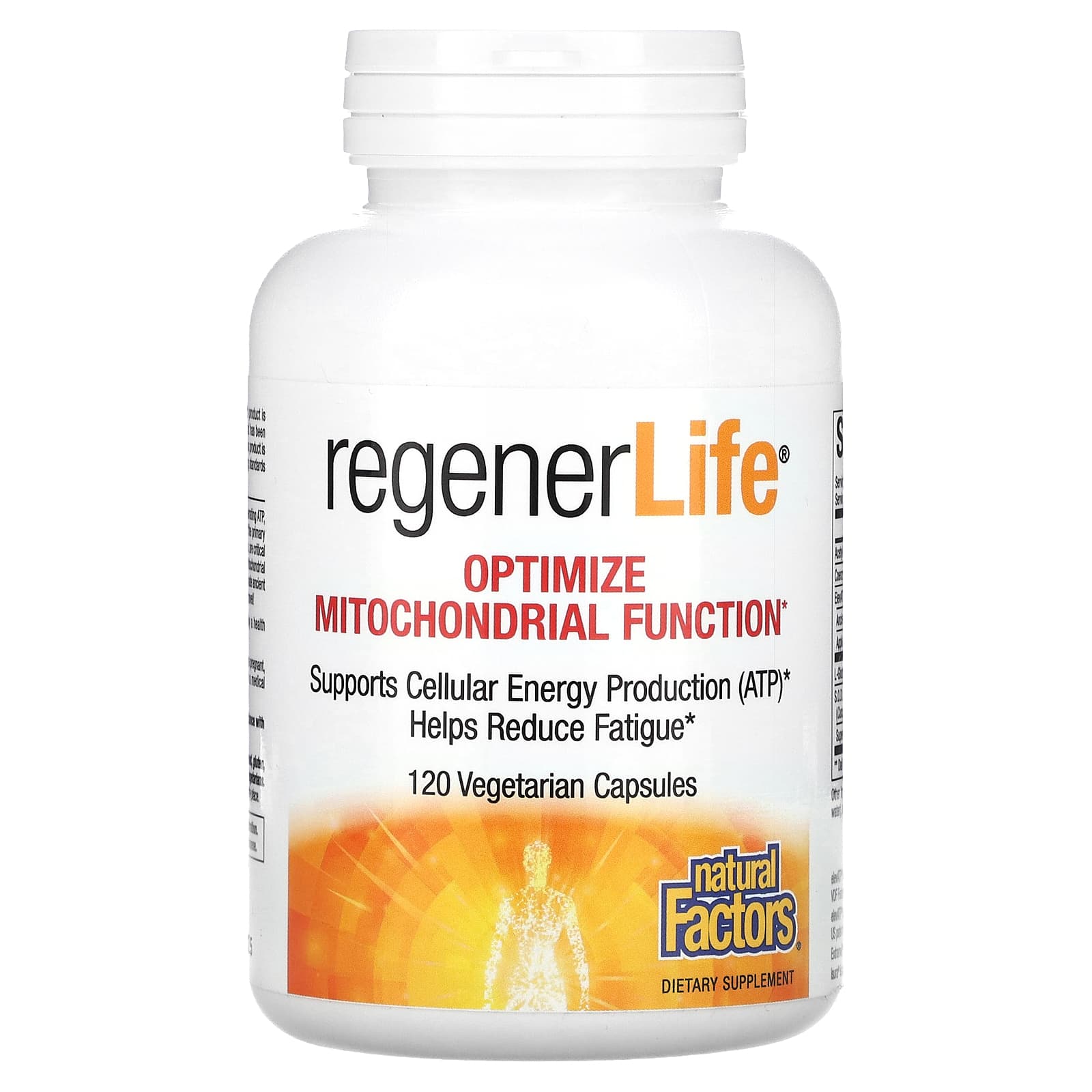 Natural Factors-RegenerLife-Optimize Mitochondrial Function-120 Vegetarian Capsules