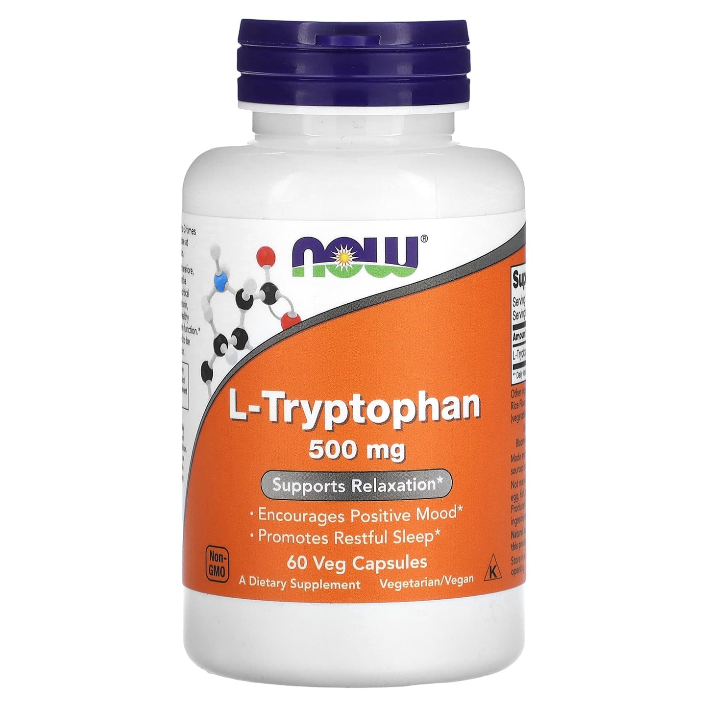 NOW Foods-L-Tryptophan-500 mg-60 Veg Capsules (500 mg per Capsule)