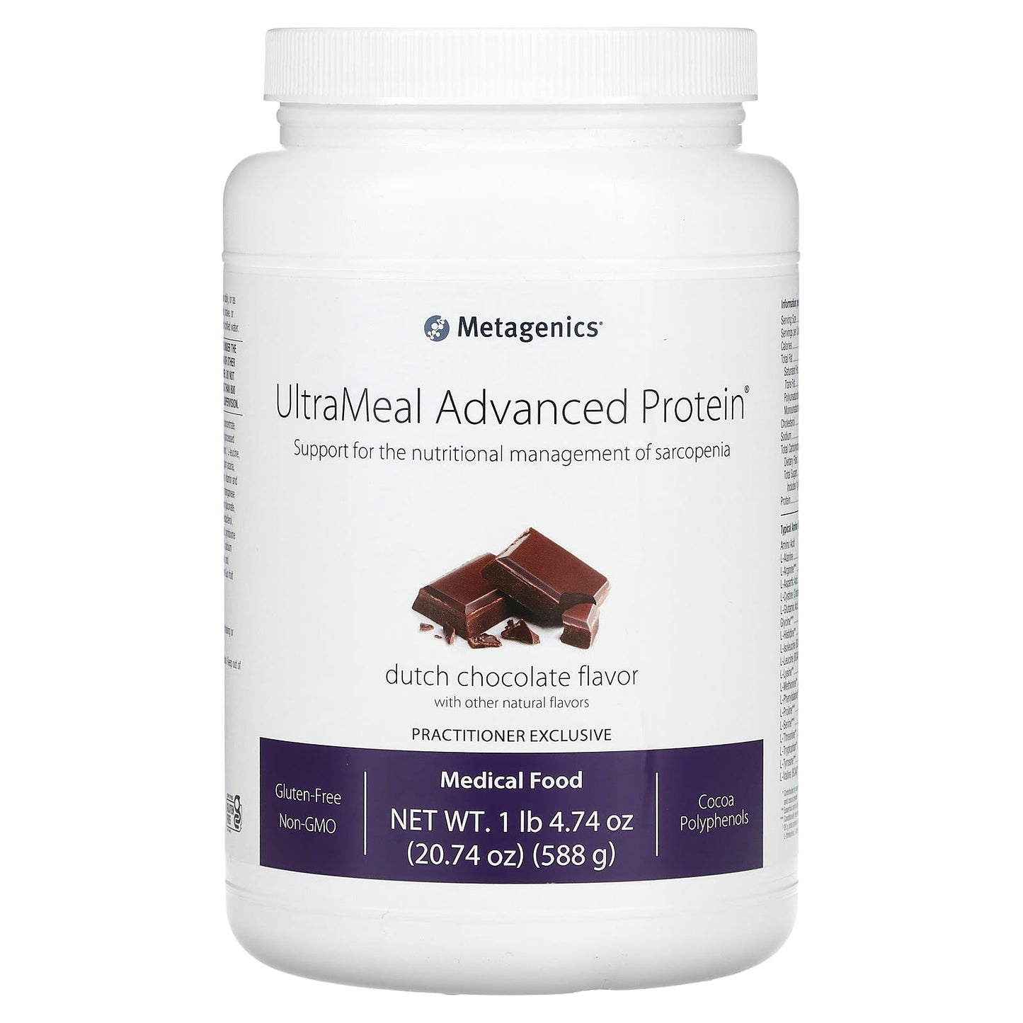 Metagenics-UltraMeal Advanced Protein-Medical Food-Dutch Chocolate-1 lb 4.74 oz (588 g)