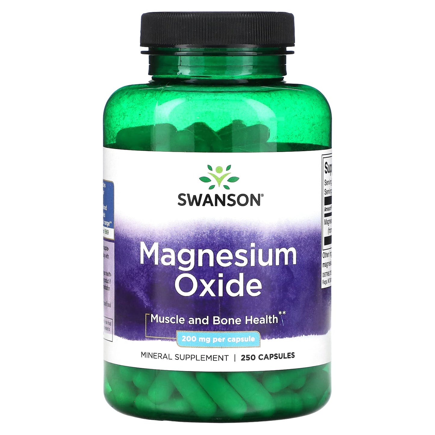 Swanson-Magnesium Oxide-200 mg-250 Capsules