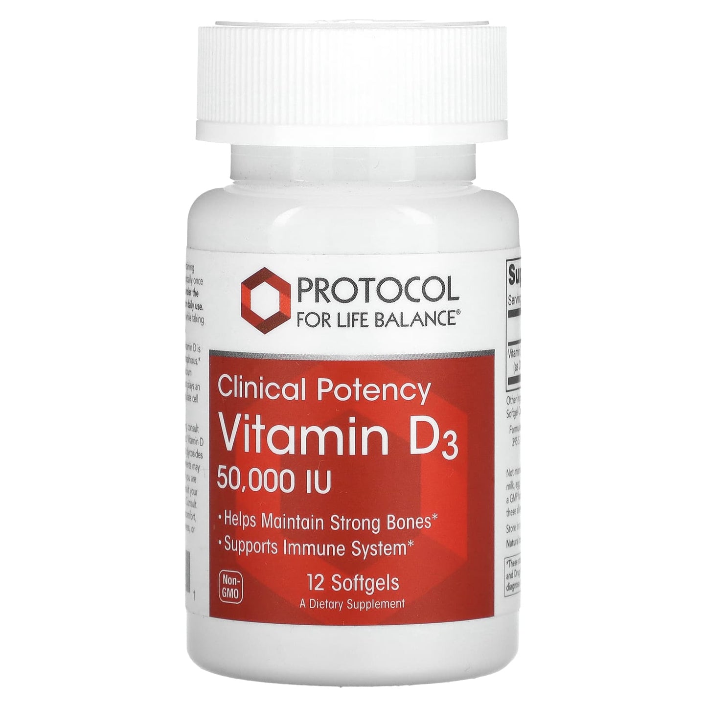 Protocol for Life Balance-Vitamin D3-Clinical Potency-50,000 IU-12 Softgels