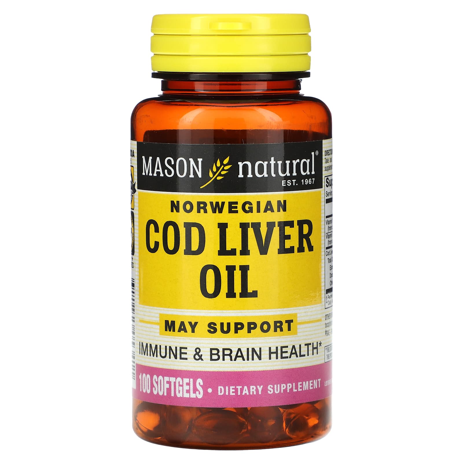 Mason Natural-Norwegian Cod Liver Oil-100 Softgels