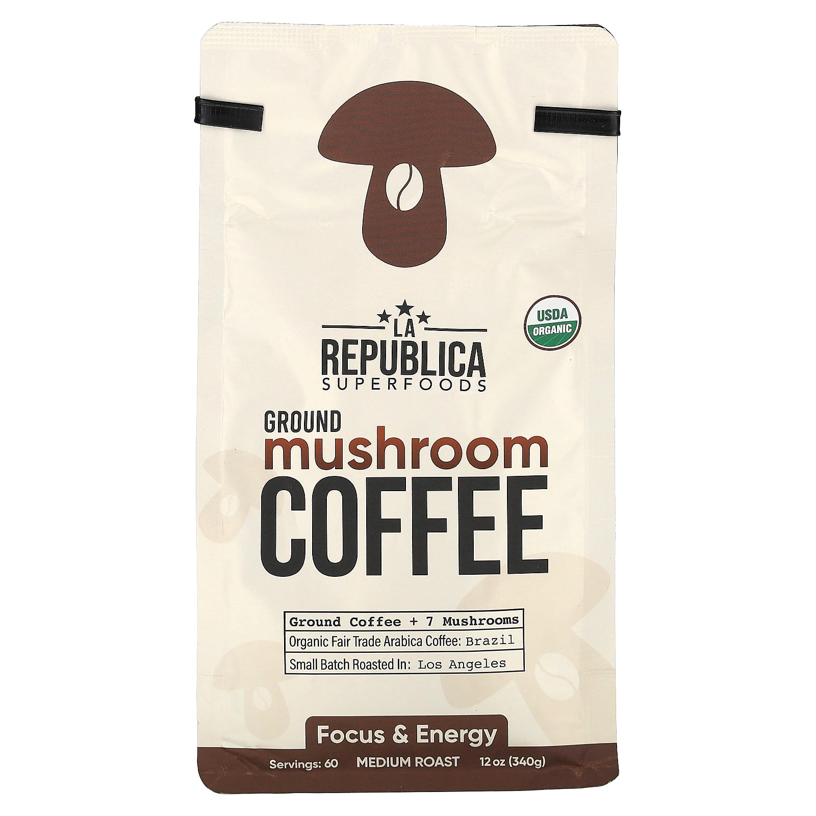 LA Republica-Ground Mushroom Coffee-Medium Roast-12 oz (340 g)