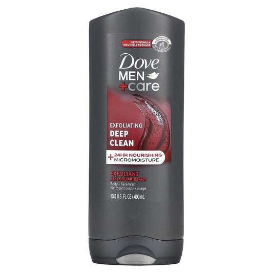 Dove-Men+Care-Exfoliating Deep Clean-Body + Face Wash-13.5 oz (400 ml)