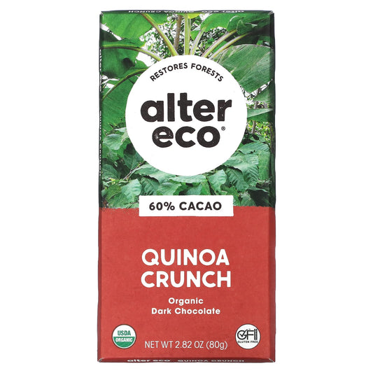 Alter Eco-Organic Dark Chocolate Bar-Quinoa Crunch-60% Cacao-2.82 oz (80 g)