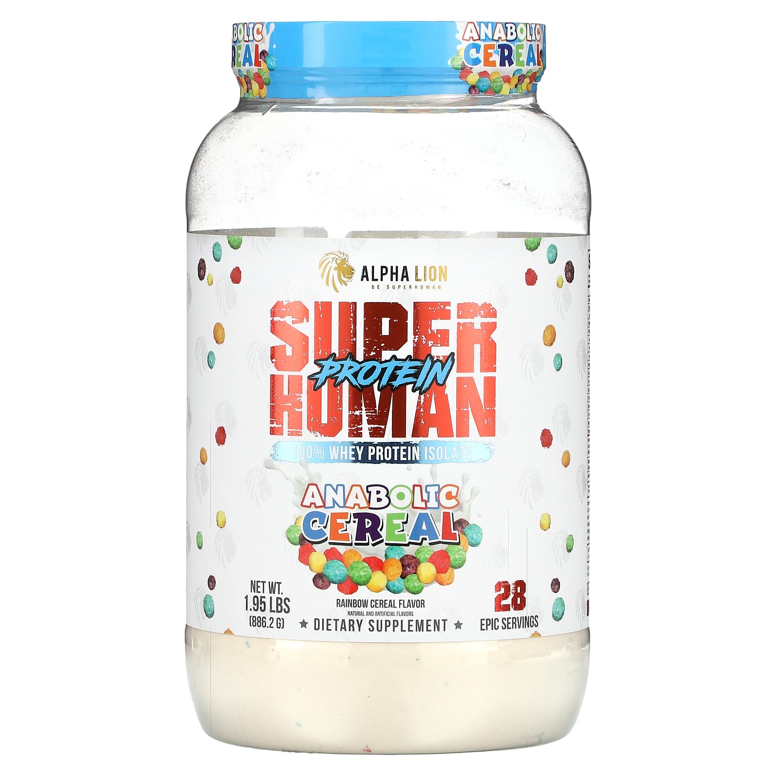 ALPHA LION-SuperHuman Protein-Anabolic Cereal-Rainbow Cereal-1.95 lbs (886.2 g)