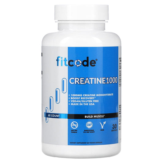 fitcode-Creatine1000-1,000 mg-60 Veggie Capsules (500 mg per Capsule)