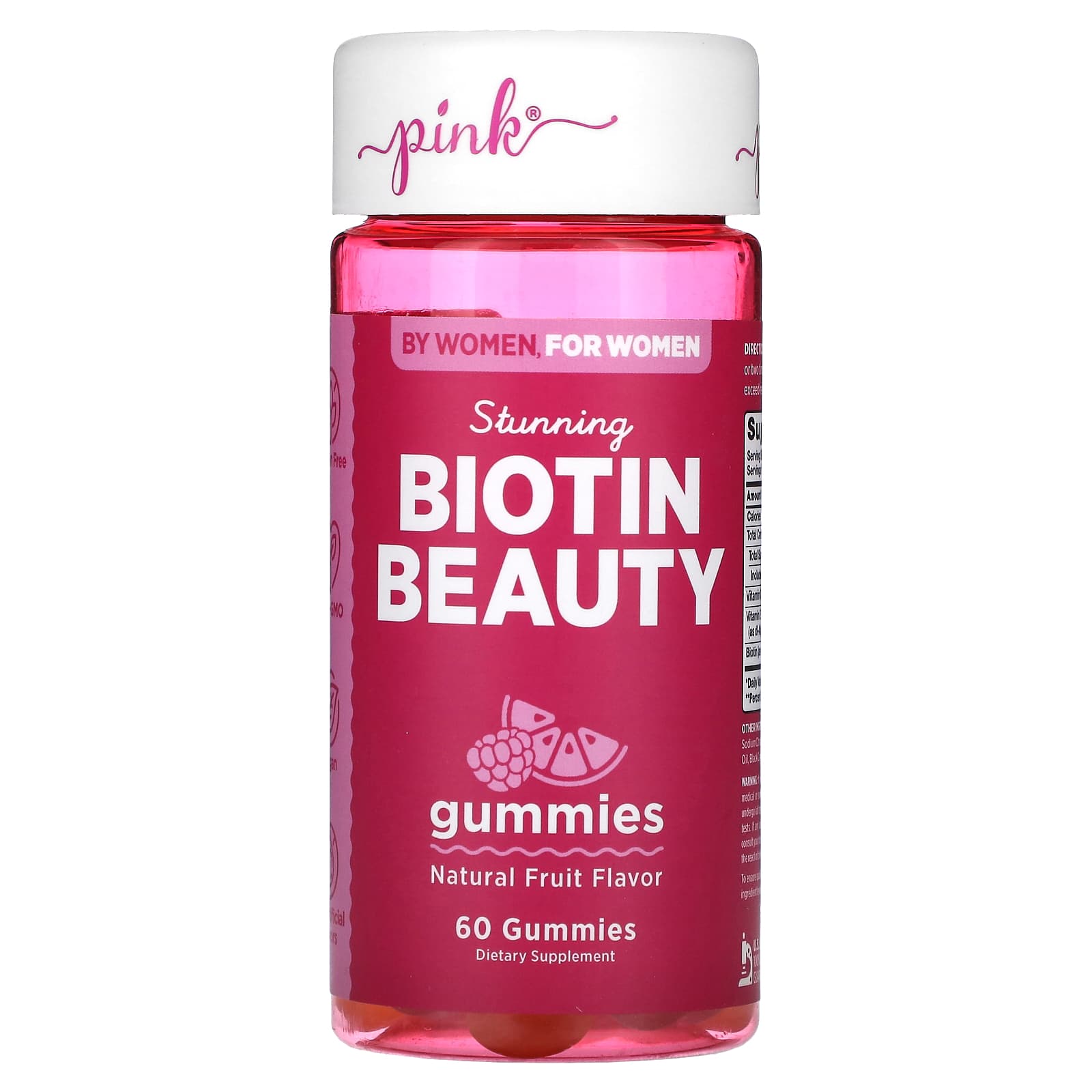 Pink-Stunning Biotin Beauty-Natural Fruit-60 Gummies