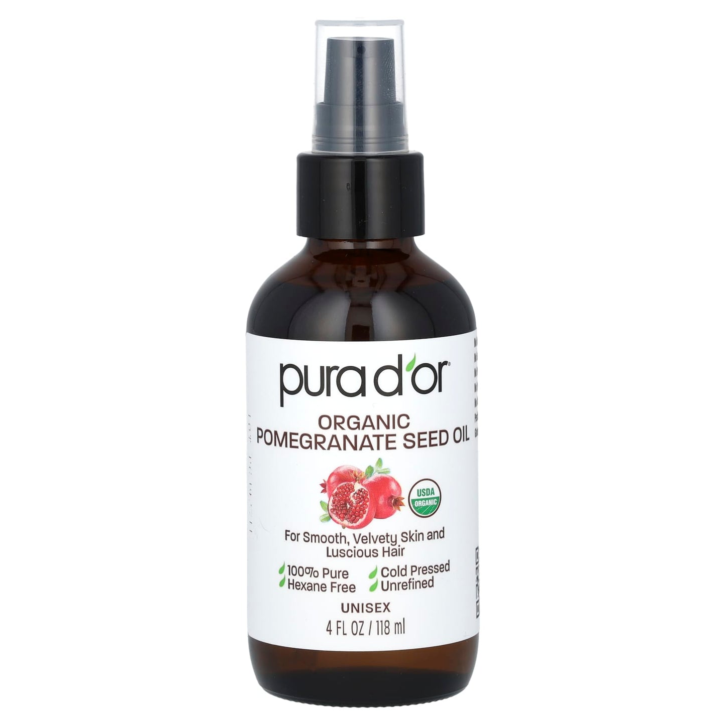 Pura D'or-Organic Pomegranate Seed Oil-4 fl oz (118 ml)