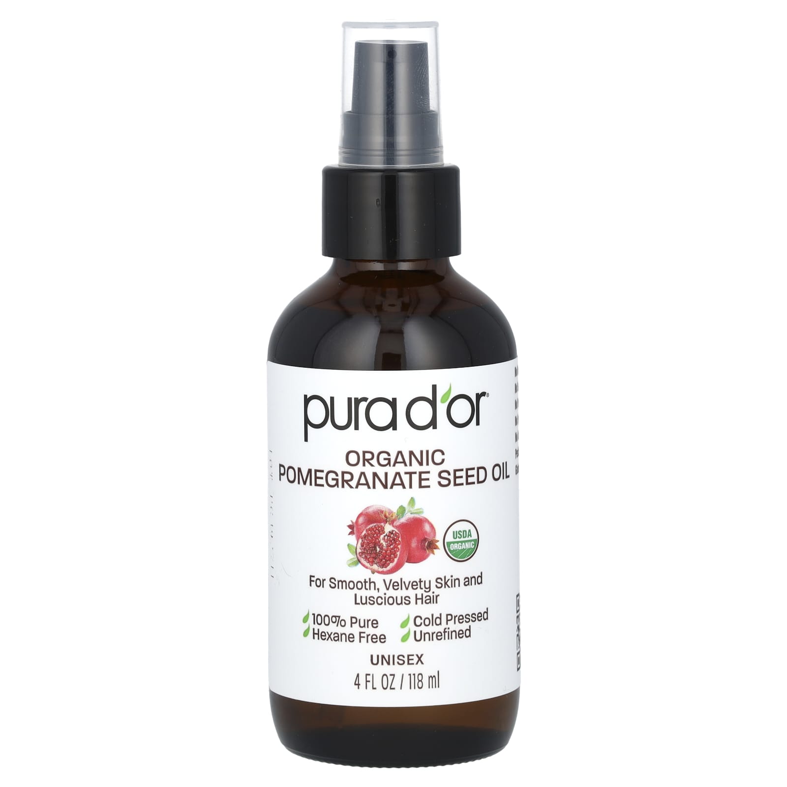 Pura D'or-Organic Pomegranate Seed Oil-4 fl oz (118 ml)