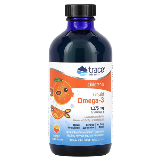 Trace Minerals ®-Children's Liquid Omega-3-Orange-1,275 mg-8 fl oz (237 ml)