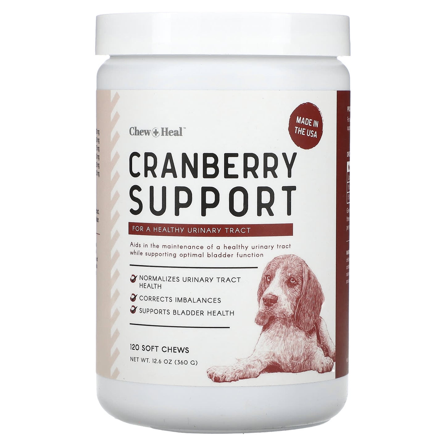 Chew + Heal-Cranberry Support-For Dogs-120 Soft Chews-12.6 oz (360 g)