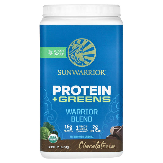 Sunwarrior-Warrior Blend Protein + Greens-Chocolate-1.65 lb (750 g)