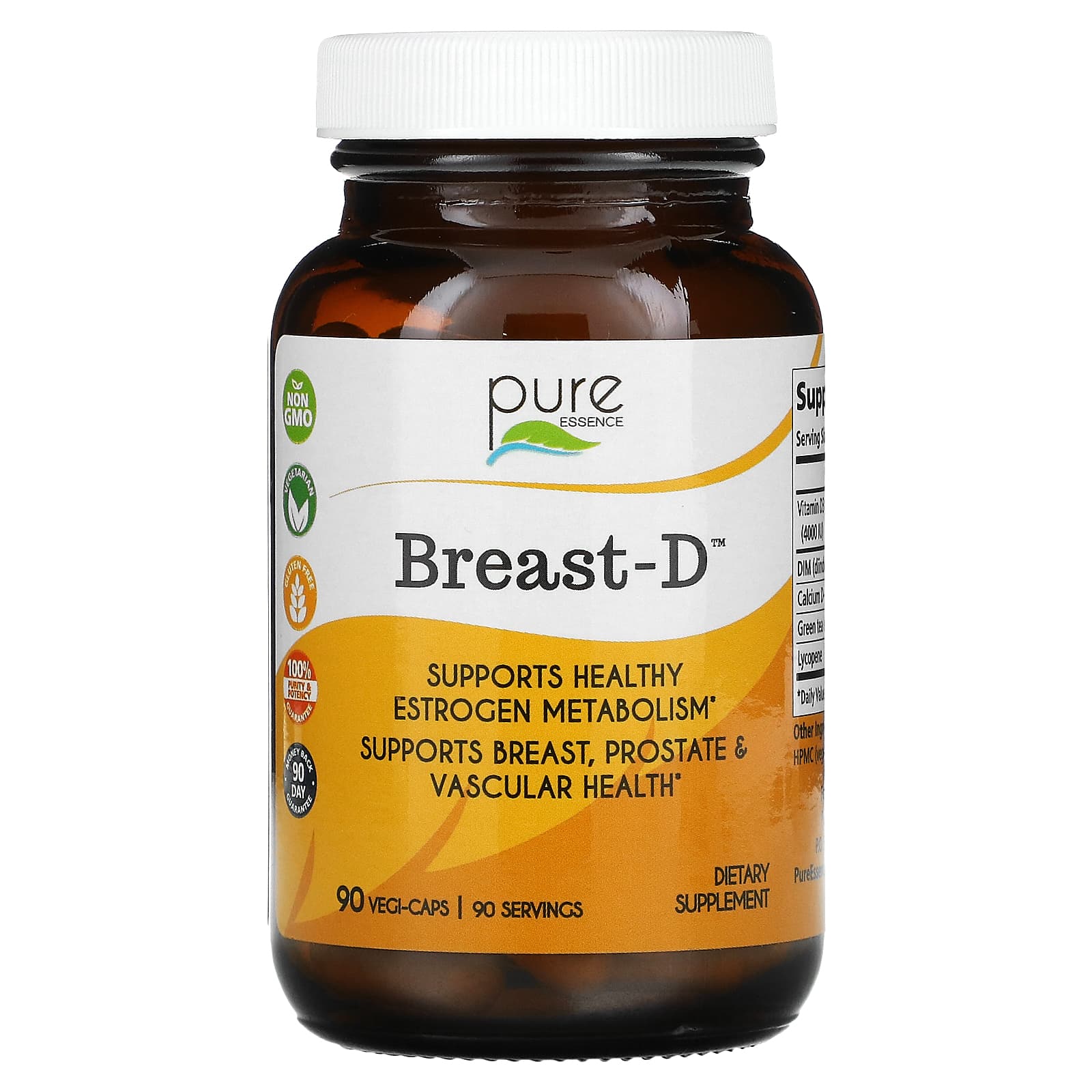 Pure Essence-Breast-D-Supports Breast-Prostate & Vascular Health-90 Vegetarian Capsules