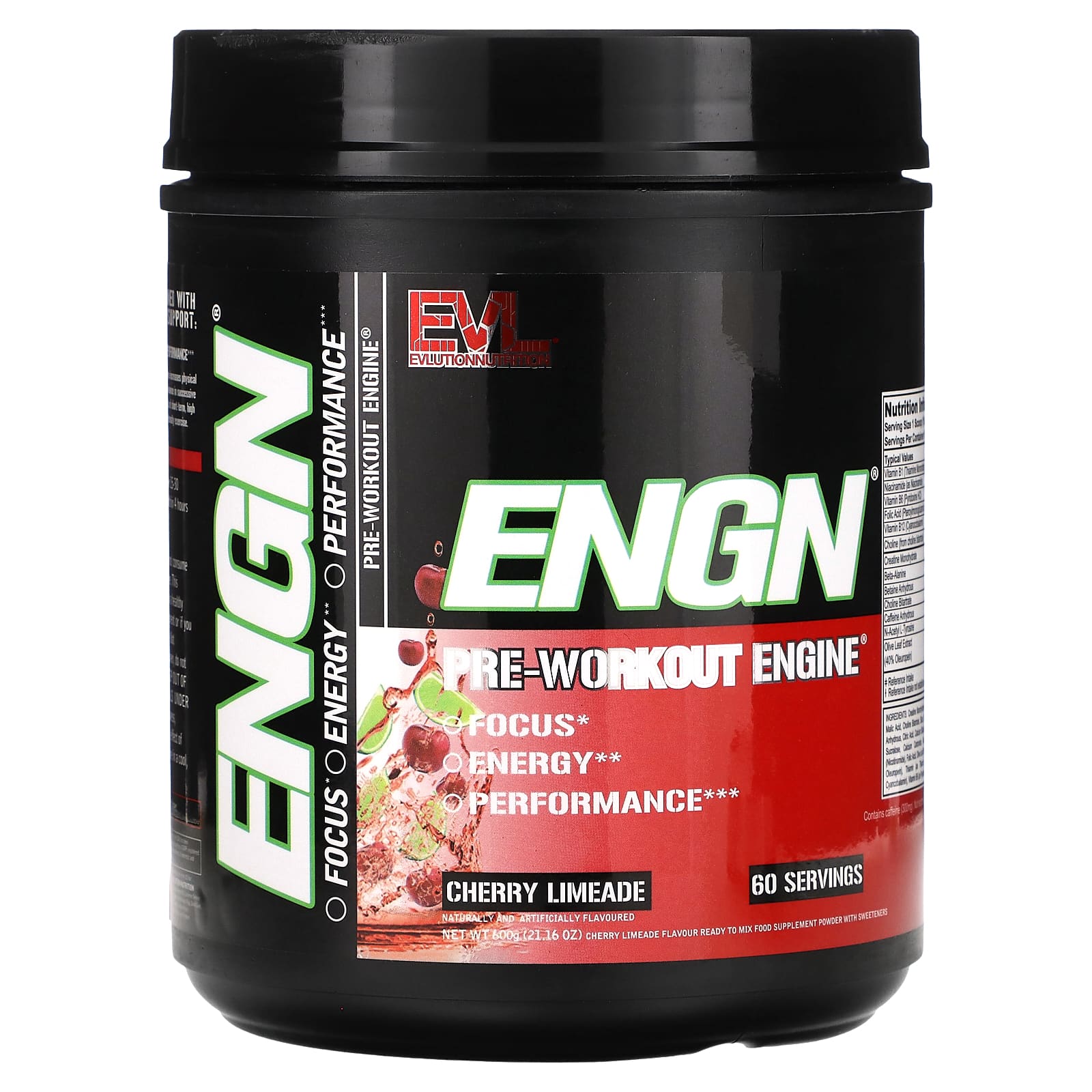 EVLution Nutrition-ENGN-Pre-Workout Engine-Cherry Limeade-21.16 oz (600 g)