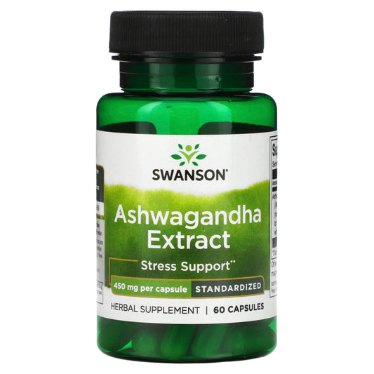 Swanson-Ashwagandha Extract-Standardized-450 mg-60 Capsules